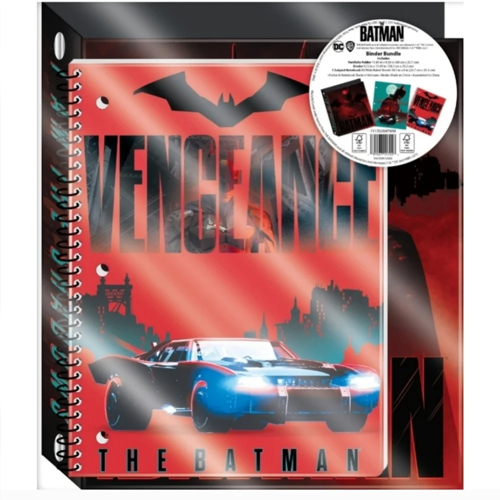 DC Comic Batman Stationery  Bundle 3-Ring Binder Folder Notebook Composition